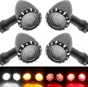 Universal Motorcycle Rear LED Turn Signals 12V Brake Tail Lights Running Lights Compatible with Harley Iron 1200 Softail Yamaha Victory Suzuki Chopper Bobber (SMD LED-4PCS Black)