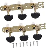 JOINPAYA Classical Guitar Tuning Pegs 2pcs Black Guitar Tuning Pegs Gold Plating Guitar Accessories