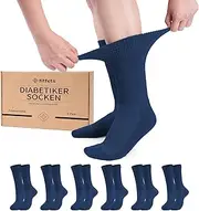[fitfets] Diabetic Socks for Men and Women (6 Pairs) - Without Elastic Waistband & Seam, Cotton with Terry Sole & Comfort Waistband