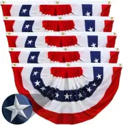 Americana Bunting Flags Outdoor, 5PCS-2x4 Ft, American Flag 4th of July Decor
