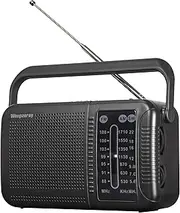 Shortwave AM FM Radio, Retro Receiver Bluetooth Speaker Great Reception, Support TF Card/USB Play, Large Dial Battery Powered Easy to Use for Friend Seniors Elderly (Black)