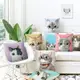 現代簡約貓咪卡通兒童生日禮物送人沙發抱枕床頭靠背靠枕午睡神器