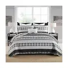 King Size Quilt,Black and White Striped Quilt King Size Bedding Set,Grey King...