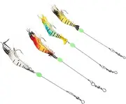 Abaodam 4pcs Luminous Soft Shrimp Baits for Freshwater Saltwater Fishing Realistic Appearance Hooks Compact Portable Fishing Tackle for Increased Catch Rate