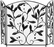 Fireplace Screen Guard, Fireplace Screen 3 Panel Fireplace Screen Black Spark Guard Cover Vase Mosaic Pattern Metal Mesh Fireplace Screen Spark Guard Cover (Color : Red Copper)