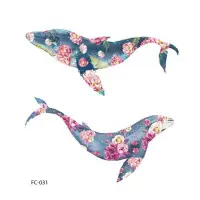 在飛比找Yahoo!奇摩拍賣優惠-【萌古屋】可愛花朵鯨魚 - 男女防水紋身貼紙刺青貼紙FC-0