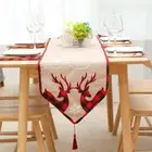 Xmas Table Runner Embroidered Centerpiece Cloth Flag Tablecloth Home Textile