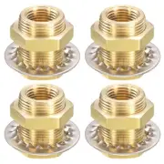 4Pcs Brass Bulkhead Fitting NPT 1/2" Water Tank Connector with Washers