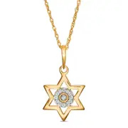 0.05 CT. T.W. Natural Diamond Laser-Cut Star of David Pendant in 10K Yellow Gold