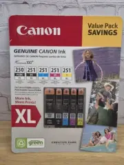 Canon PGI-250XL & CLI-251XL C/M/Y/BK Ink Cartridge Value Pack (5 Cartridges) NEW