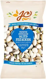 J.C.'S QUALITY FOODS Salted Australian Pistachios, 375 G