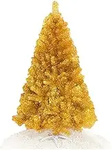 7FT 2.1M Gold Bushy Xmas Tree 1400 PVC Tips Metal Stand Christmas Decoration