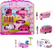 Barbie Mini Land 4-Pack Doll & Toy Vehicle Set with Color-Change Surprise New