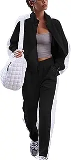 [Megfie] Womens Two Piece Tracksuit Long Sleeve Zip Up Sweatshirt Long Pants Outfits Jogger Sweatsuit Sets Lounge Set