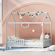 Artiss Single Bed Frame Day Beds Montessori Baby Toddler Kids Toddler Loft Floor Daybed Platform Wooden Timber Frames Base Bedroom Room Decor Home Furniture Grey, Modern Design