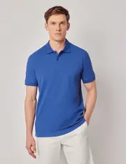 Hawes & Curtis Royal Blue Mercerised Cotton Polo Shirt | Short Sleeve Size: Large