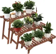Freestanding 3 Tier Step Design Plant Stand Indoor Outdoor Wood Plant Shelf Disp