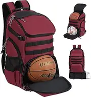 [TRAILKICKER] Large Basketball Bag Backpack for Men Women Kids Basketball Bookbag with Ball Compartment Shoes Bag 35L Capacity Boys Girls Soccer Ball Bag Gym Backpack Fit Volleyball Football Sports Travel School