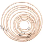 11Pcs DIY Embroidery Hoops Frame Set Round Loop Hand Sewing Tools Bamboo Embroidery Rings Circle 10-40cm Wood Color