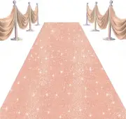 Sequin Aisle Runner for Wedding Ceremony Rose Gold 2X15Ft Carpet Runner for Part