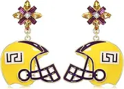 Football Earrings for Women Dangling Sparkle Rhinestone Crystal Football Helmet Dangle Drop Earrings Hypoallergenic Gameday Sports Team Dangly Earrings Statement College School Spirit Football Earrings Jewelry Game Day Outfits for Football Fans
