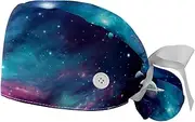 [YTYVAGT] 2-Pc,Gourd-Shaped Working Cap,Fisherman Hat with Buttons and Cotton Sweatband,Colorful Galaxy Art Planets Pattern