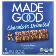 Granola Bars, Chocolate Drizzled, Vanilla, 5 Bars, 0.85 oz (24 g) Each