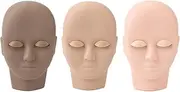 3pcs Eyelash Extension Face Mannequin 3D Makeup Practice Head Dark Brown Light Brown Pink for Beauty Shop Display