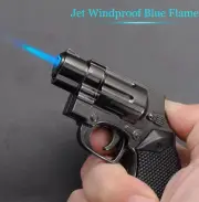 Heavy Duty Refillable Butane Gun Torch Keychain Lighter Pistol Black Deluxe