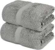 Towel Bazaar Premium Cotton Super Soft and Absorbent Turkish Towels (2-Piece Bath Sheet Towel, Gray)