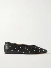 [Le Monde Béryl] Le Monde Béryl - Regency Studded Leather Ballet Flats - Black - IT35 IT 35 Black