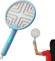 Fly Swatter Electric,Portable Foldable Indoor Fly Zapper - Handheld Swatter for Restaurant Kitchen Balcony Hotel Garden Patio Travel Indoor