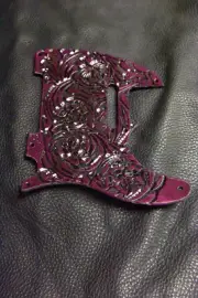 Telecaster pickguard, tooled custom made" floral riffs antiqued" purple haze