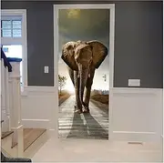 Door Stickers Creative Jungle Animal Door Stickers Self Adhesive 3D Removable Wallpaper Murals(T,90x200cm)