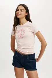 [Cotton On Women] Cotton On Women - Dolly Parton Fitted Longline Tee - Lcn dol dolly guitar cherry blossom M LCN DOL DOLLY GUITAR CHERRY BLOSSOM
