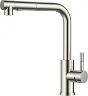 FORIOUS WELS Kitchen Tap, Stainless Steel Kitchen Taps Mixer for Sink with Spout Swivels 360° Single Handle Two Spray Function, Pull Out Flexible Hose
