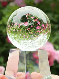 在飛比找樂天市場購物網優惠-玻璃球水晶球擺件透明圓球夢幻粉黃實用女生生日結婚禮物