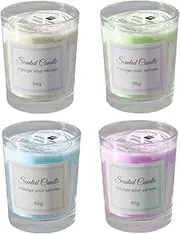 AIMALL 4PCS Smokeless Glass Scented Candles Set, Soy Wax Aroma Candles with Jasmine, Vanilla, Lavender, Orange Blossom Scents for Relaxation and Home Decor