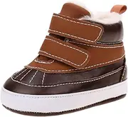 [JOSMO] Baby Boys and Girls Winter Boots Cozy Fleece Lined Crib Shoes Soft Sole Strap Stylish Duck Boot Baby First Walking Shoes Size Infant 2-4