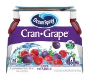 (6 Pack) Ocean Spray Cranberry Grape Natural Juice Drink, 100% Vitamin C, 10 Oz