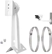 CTXSumTec Corner Pole Mounting Bracket for Security Camera, Universal Wall Corner Mounting Bracket Holder Stand for Surveillance Camera Dahua Bullet and PTZ Cameras (Pole Mount with 2 Loops)