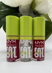 3 NYX Professional Makeup Fat Oil Lip Drip Vegan Lip Oil Hydrate Plump Gloss