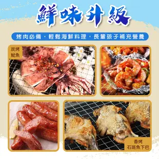 【戀戀蚵仔寮】露營烤肉鮮味組(薄鹽鯖魚片、飛魚卵香腸、魷魚無插串2入、大白蝦、石斑下巴)(冷凍)