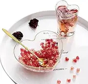 YUNNUO Glass Bowls for Dessert,Glass Bowls 6 Inch,Phnom Penh Heart-Shaped Glass Bowl and Cup Set,Used in The Kitchen to Make Ice Cream Or Fruit Salad,Yogurt Dessert Bowl (with A Spoon)
