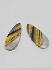 2 BumbleBee Jasper Cabochons, Teardrop Cut Shape
