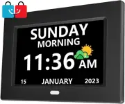 7 Inch Digital Clock Large Display, Alarms, Date, Time for Seniors, Dementia