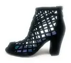 Jeffrey Campbell Brazze Lattice Cage Block 4” Heels Sz 9 Black Suede New In Box