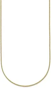 [JewelryWeb] 14k Solid Yellow Gold 0.7mm Sparkle Cut Wheat Chain Necklace 41 Centimeters Chain-Necklace for Women and Men