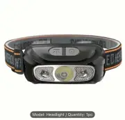 Rechargeable Headlamp With Motion Sensor Auto On Dimmable Brightness USB Charge