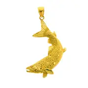 14K Gold Sculpted Fish Pendant